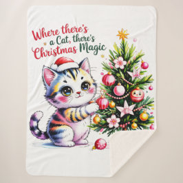 あったかいクリスマスの猫 - 冬の贈り物 シェルパブランケット