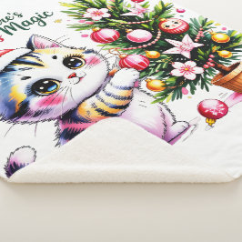 あったかいクリスマスの猫 - 冬の贈り物 シェルパブランケット