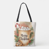 あったかいココア メリークリスマス クッキー ホーリー ラスティック トートバッグ (裏面)