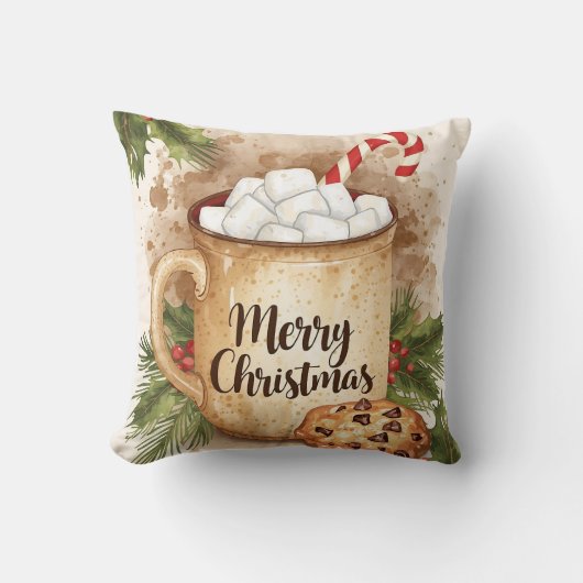 あったかいココア メリークリスマス ヒイラギ コーヒー ウォーム クッション (正面)