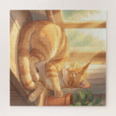 あったかいジンジャータビー猫のひなたぼっこ ジグソーパズル (横)