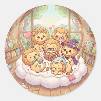 あったかいライオンのストーリータイム・ナースリーステッカー ラウンドシール