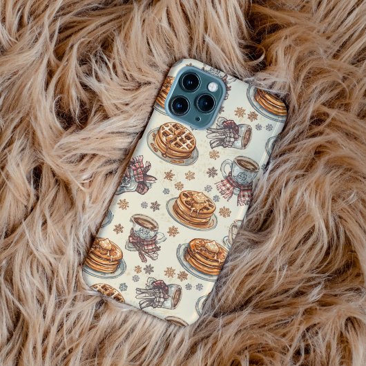 あったかい冬の朝食パターン | パンケーキとコーヒー iPhoneケース