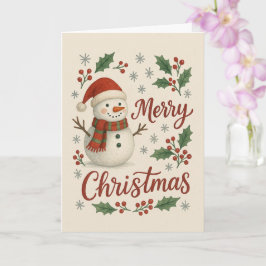 あったかい冬の村のクリスマスカード カード