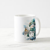 あったかい小さな冬の雪だるま コーヒーマグカップ (正面右)