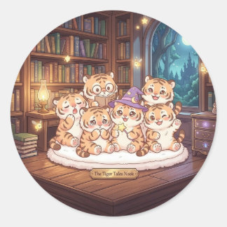 あったかい本の森の図書館ステッカー ラウンドシール