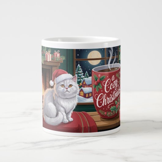 あったかい猫のクリスマス ジャンボコーヒーマグカップ (正面)