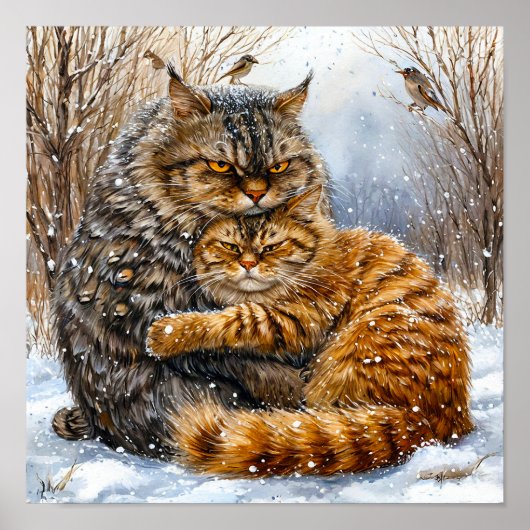 あったかい街の猫たち 冬の雪景色 ❄️🐱 ポスター (正面)