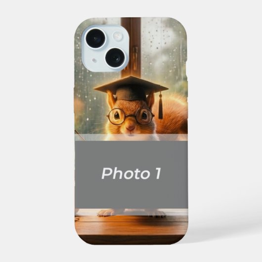 あったかい雨の日リス先生への感謝を込めたケース iPhone 15ケース (裏面)