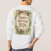 あったかい2026年新年ロングスリーブ Tシャツ (裏面)