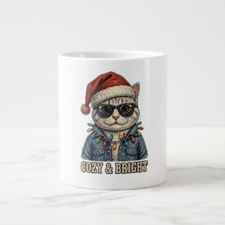 あったかくて明るいクリスマス猫マグカップ ジャンボコーヒーマグカップ