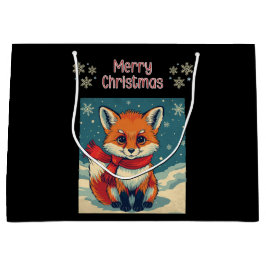 あったかクリスマス狐ギフトバッグ ラージペーパーバッグ