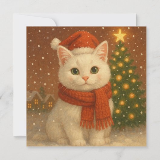 あったかクリスマス猫フラットカード (正面)