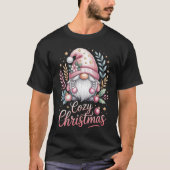 あったかクリスマス かわいいピンクのノーム Tシャツ (正面)