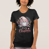 あったかクリスマス かわいいピンクのノーム Tシャツ (正面)