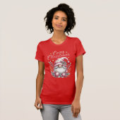 あったかクリスマス かわいいピンクのノーム Tシャツ (正面フル)