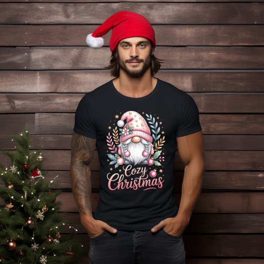 あったかクリスマス かわいいピンクのノーム Tシャツ