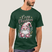 あったかクリスマス かわいいピンクのノーム Tシャツ (正面)