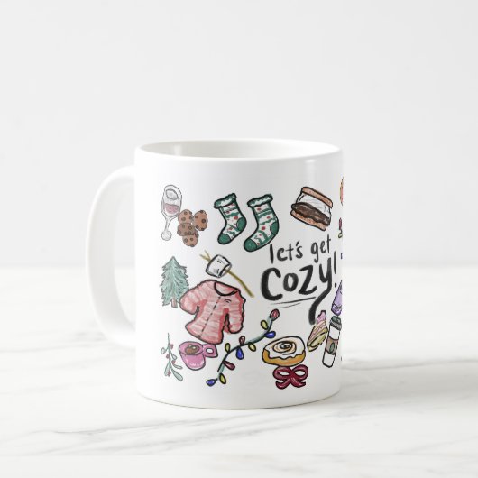 あったかシーズンマグカップ、イラスト コーヒーマグカップ (正面左)