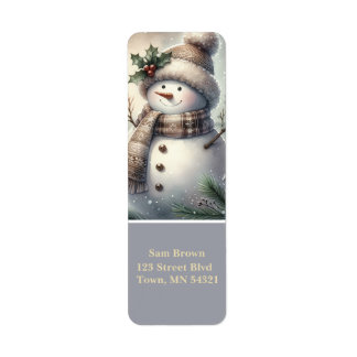 あったかスノーマンクリスマスのカスタムリターンアドレス ラベル