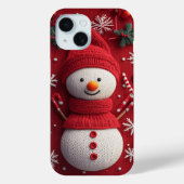 あったかニット雪だるま 赤 白 クリスマスのお祭り Case-Mate iPhoneケース (裏面)