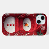あったかニット雪だるま 赤 白 クリスマスのお祭り Case-Mate iPhoneケース (裏面 (横))