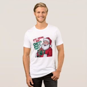 あったか〜い Eat Drink Nap サンタ クリスマスTシャツ トライブレンドＴシャツ