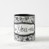 あって下さい••tiful黒く及び白い花柄(11のoz。 マグ) マグカップ (中央)