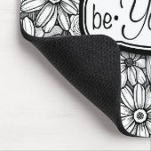 あって下さい••tiful黒く及び白い花柄(mousepad) マウスパッド (コーナー)