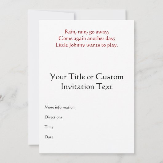 あと遠くに来も雨 招待状 (裏面)