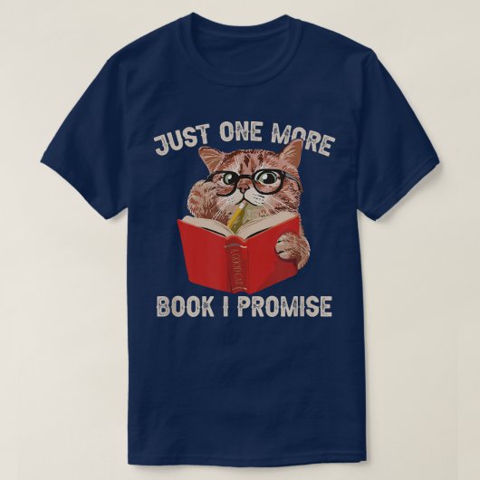 あと1冊お願い猫の本好き Tシャツ (デザイン正面)