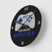 あと10分のブラックゲーマー ラウンド壁時計 (傾斜)
