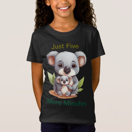 あと5分 – Sleepy Koalaおもしろい Kids Tシャツ (正面)