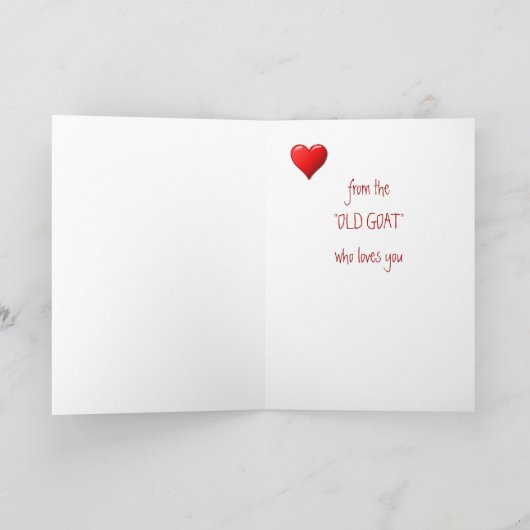 あなたおもしろいのユーモアを愛する古いヤギからのバレンタイン シーズンカード (内部)