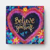 あなたかわいらし信じ自身のハート引用文のインスピレーション フォトプラーク (正面)