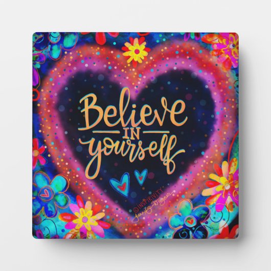 あなたかわいらし信じ自身のハート引用文のインスピレーション フォトプラーク (正面)