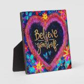 あなたかわいらし信じ自身のハート引用文のインスピレーション フォトプラーク (正面)