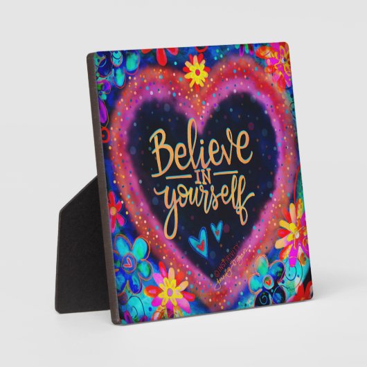 あなたかわいらし信じ自身のハート引用文のインスピレーション フォトプラーク (正面)