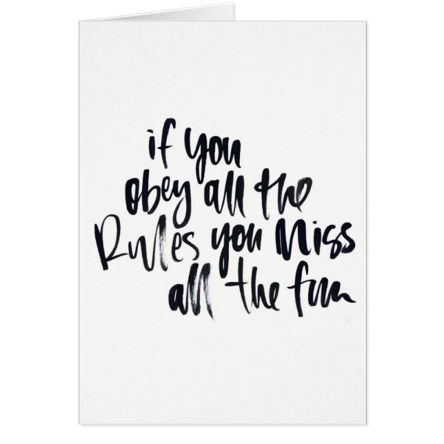 あなたがすべてのおもしろいカードを恋しく思うすべての規則に従って下さい (正面)