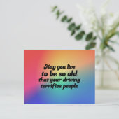 あなたがそんなに長く生きられますように ユーモアあふれるサイケデリックなレトロ ポストカード (スタンド正面)