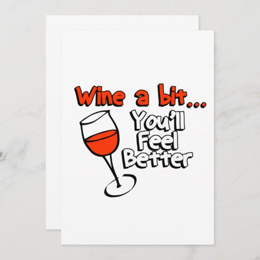 あなたがよりよく感じるビットはワインを飲みます 招待状 (正面/裏面)