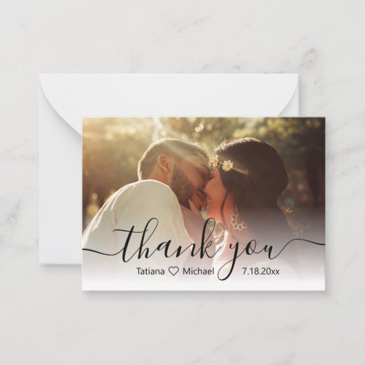 あなたがシックな書道結婚式の日写真よりも ノートカード (正面)