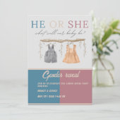 あなたがチームの男の子または女の子の性別表示パーティー 招待状 (スタンド正面)