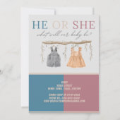 あなたがチームの男の子または女の子の性別表示パーティー 招待状 (裏面)