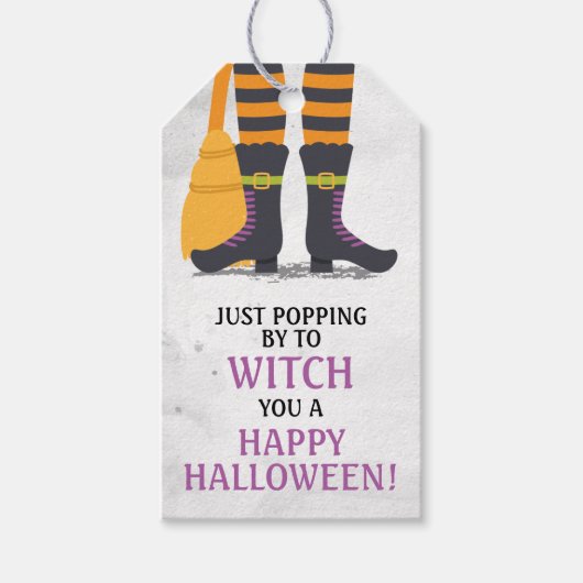 あなたがハッピーハローウィンギフトラベルを魔女にポップ ギフトタグ (正面)