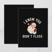 「あなたがフロスしなかったことは知っている」クリスマス歯科ユーモア インビテーションポストカード (正面/裏面)