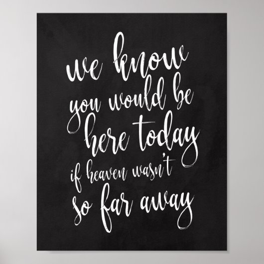 あなたが今日ここにいてくれたらと願う8x10メモリアルサイン ポスター (正面)