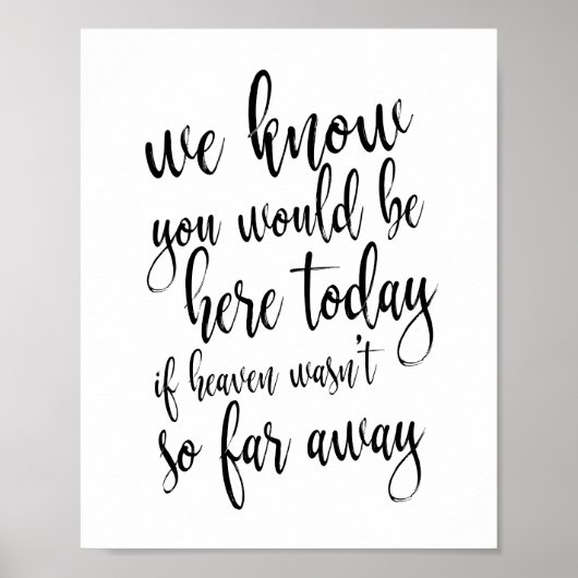 あなたが今日ここにいてくれたら 8×10メモリアルサイン ポスター (正面)