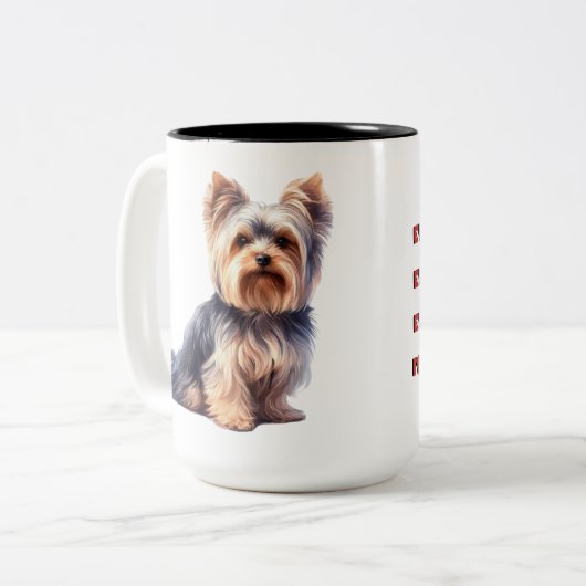 あなたが作るすべての食事おもしろいヨークシャーテリアYorkshire Terrier ツートーンマグカップ (正面左)