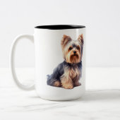 あなたが作るすべての食事おもしろいヨークシャーテリアYorkshire Terrier ツートーンマグカップ (左)